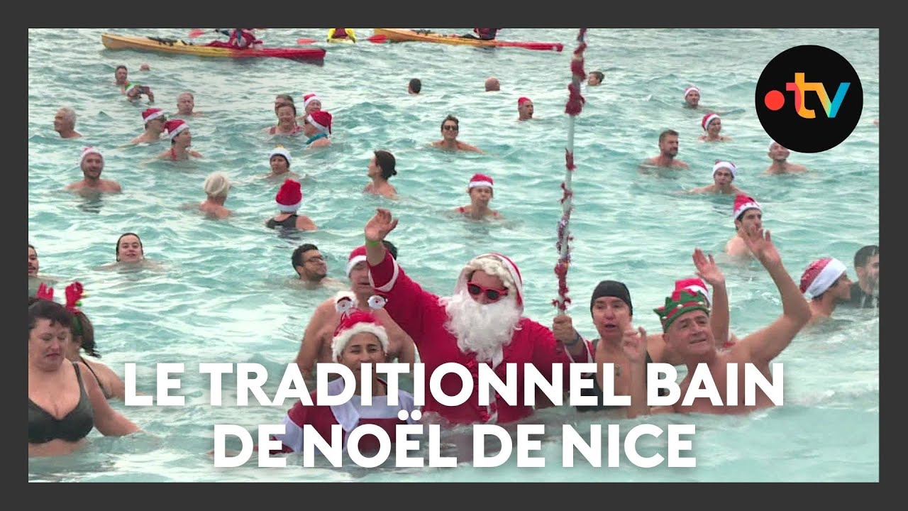 Des courageux ont plongé dans la Méditerranée à Nice, à l'occasion du bain de Noël 2025