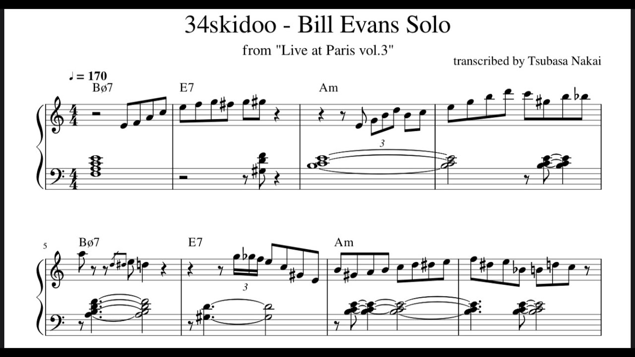 34skidoo - Bill Evans Solo Transcription from 