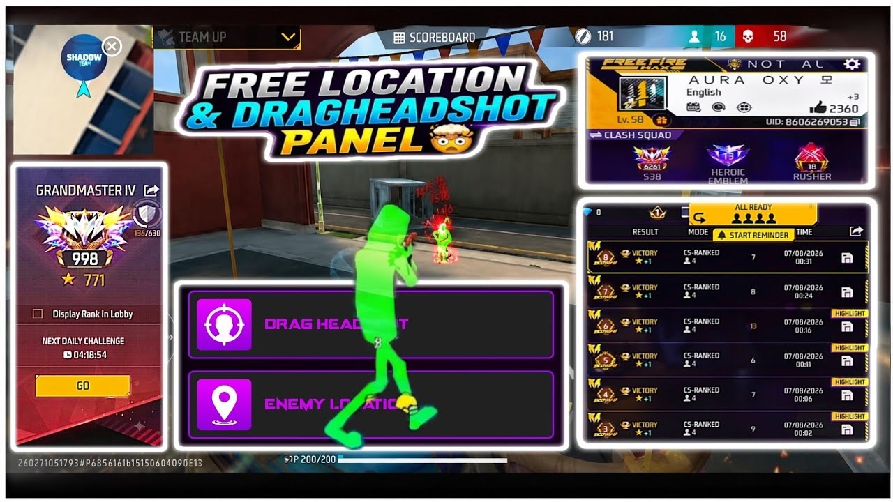 FREFIRE LOCATION & DRAG HEADSHOT PANEL DOWLOAD FOR FREE 🤯 | 100% MAIN ID SAFE 🛡️ |