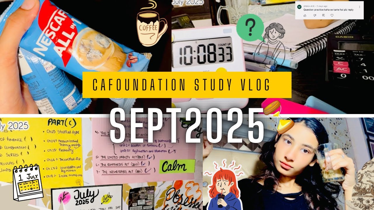 CA foundation September 2025 | study vlog | meals + comments replies | 3 days of my life ⚡️