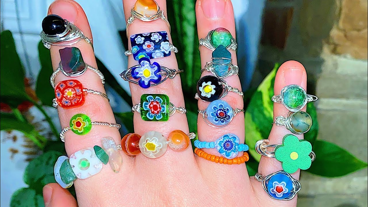 how to make rings at home (wire wrapped rings, beaded rings)