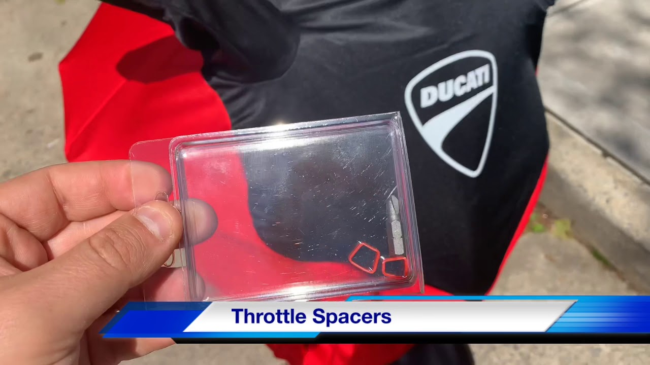 Throttle Spacers Installed on a 2019 Ducati Panigale V4 Speciale