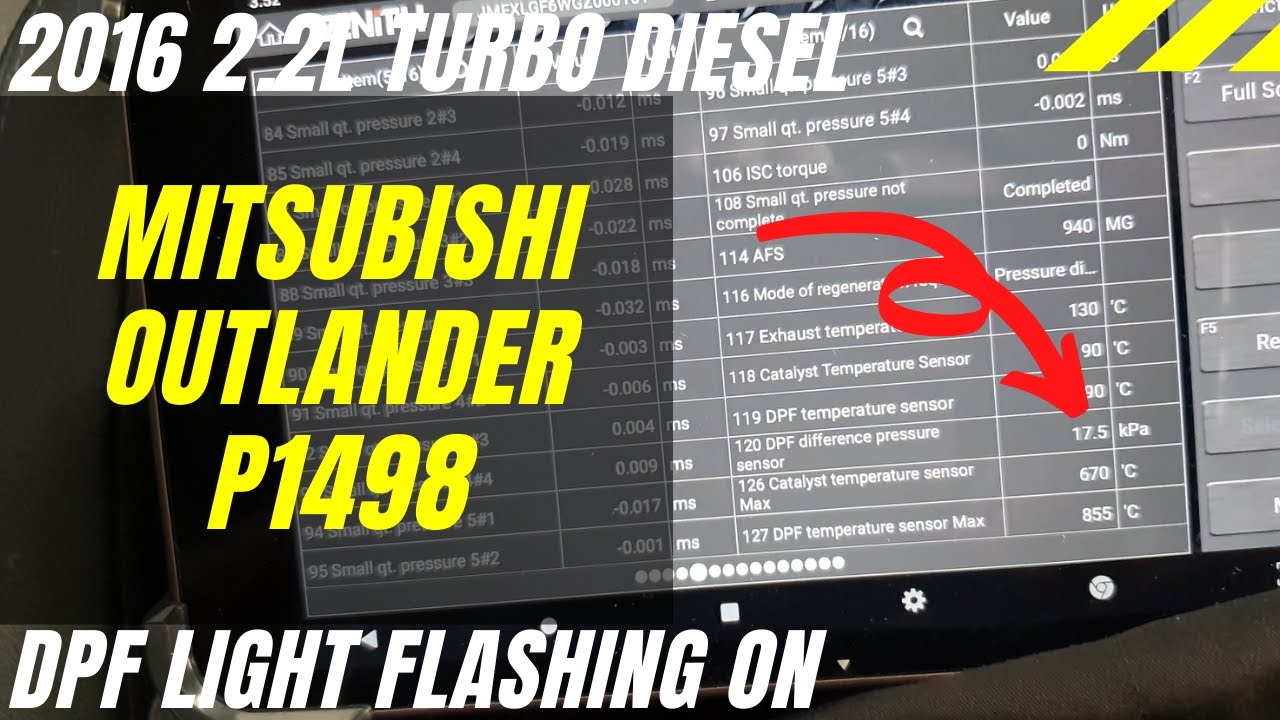 Mitsubishi Outlander P1498 - горит индикатор сажевого фильтра