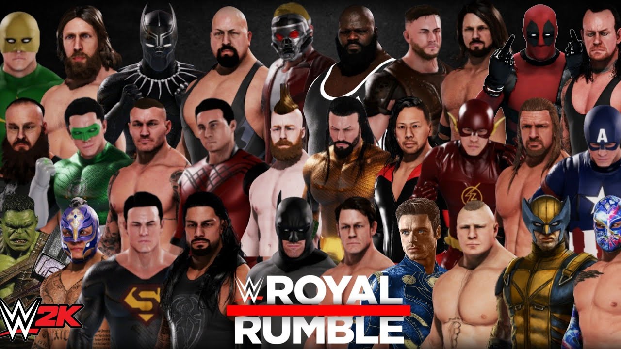 30 Man Superheroes & WWE Superstars Royal Rumble // WWE 2K20 1080p Full HD