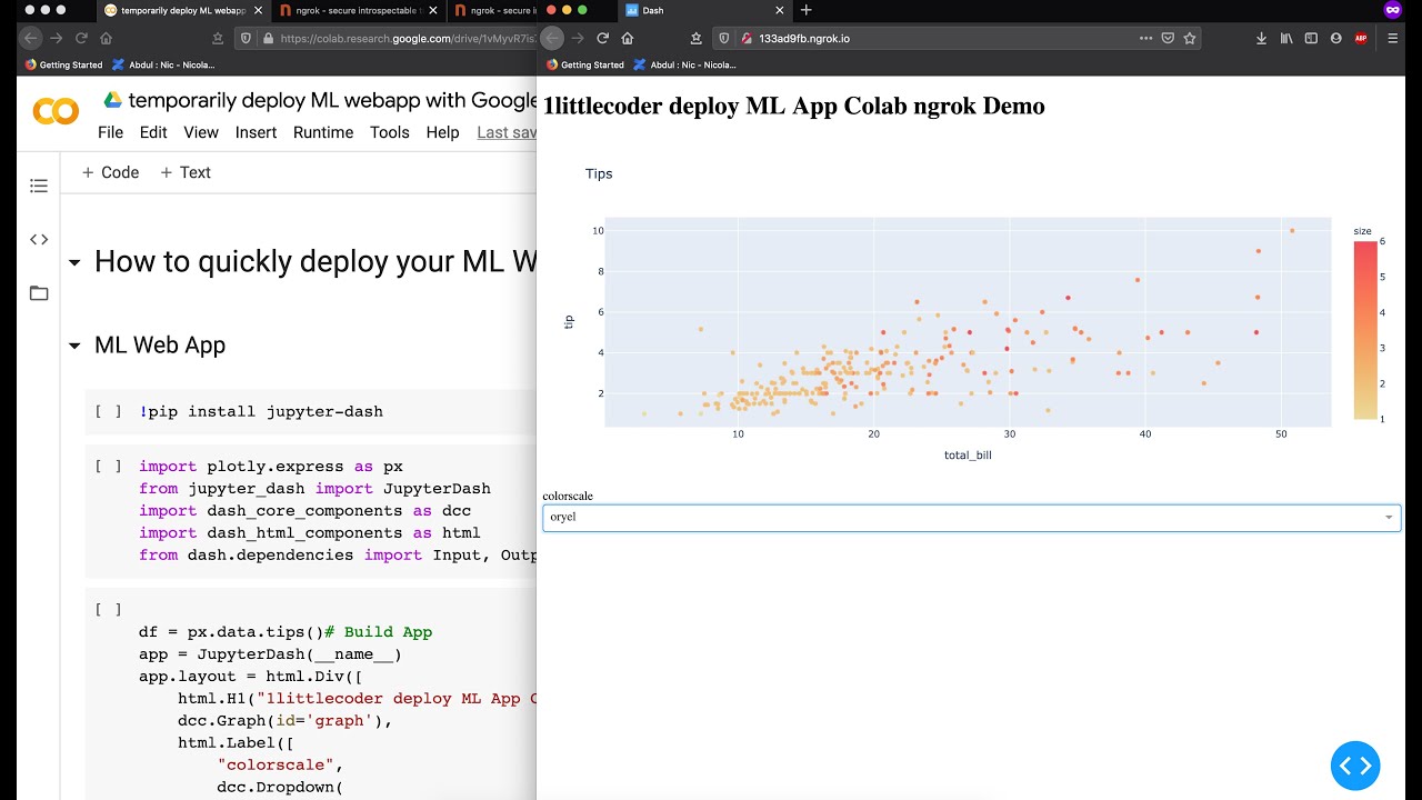 Quickly deploy ML WebApps from Google Colab using ngrok