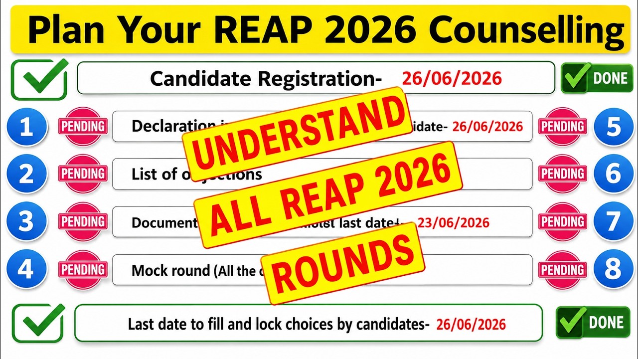REAP 2026 Counselling Full Roadmap 🎯All Rounds Explained Step by Step | Don't Miss Any Deadline