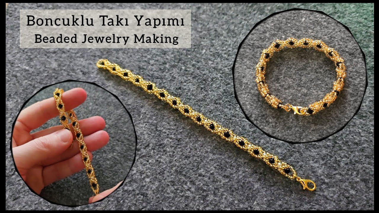 Kum boncuktan bileklik yapımı. Beaded bracelet jewelry tutorial! Crystal and pearl beads bracelet.