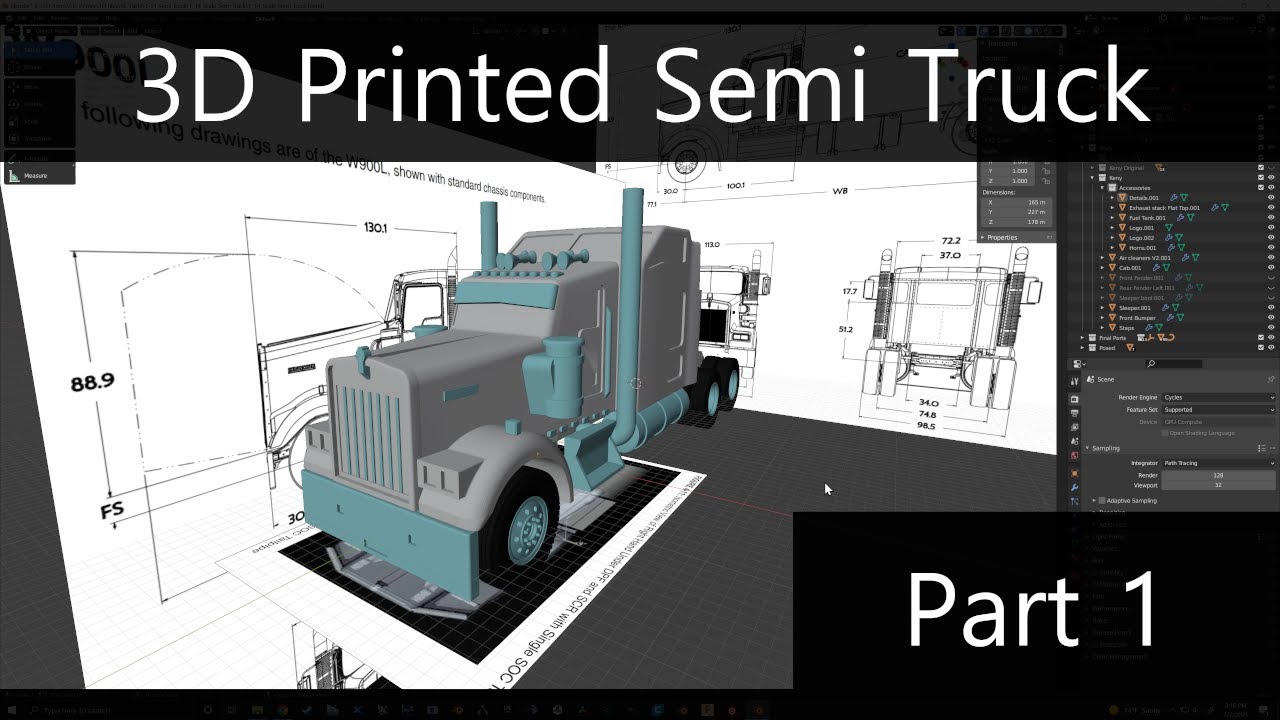 1/14 Scale RC Semi Truck 3D Printed pt1