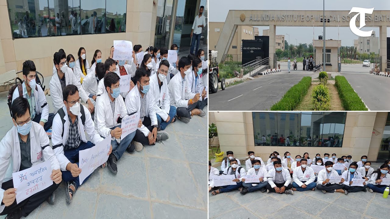 AIIMS Bathinda students of MD/MS stage a protest