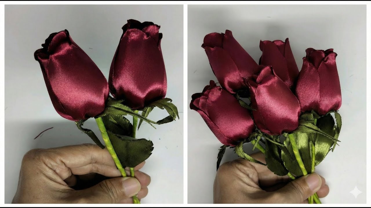 Red Rosebud satin ribbon # rosebud diy