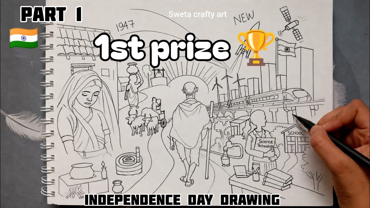 1947 to Modern India Drawing 🇮🇳 | Independence Day Special | Step by Step | 15 August drawing