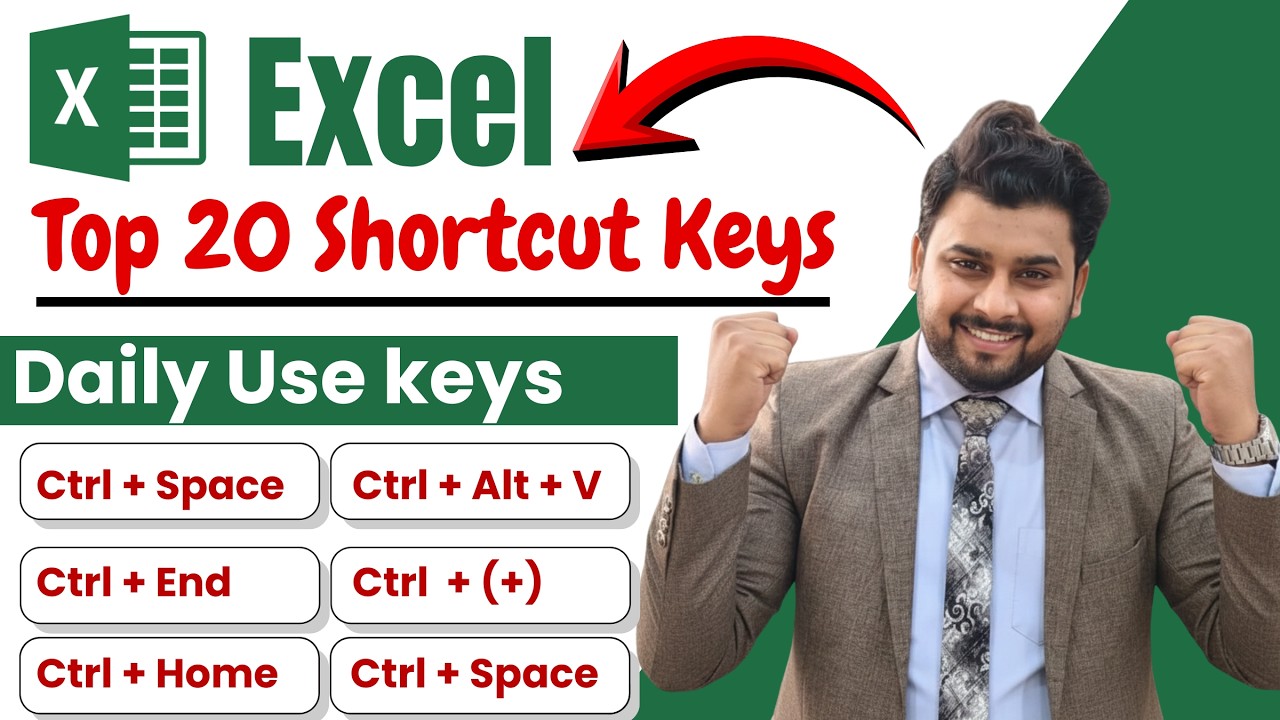 Excel Shortcuts to Work Faster | Top 20 Excel Keys
