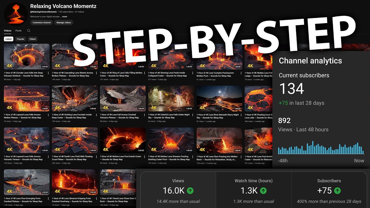 Building AI 1-Hour Relaxing Volcano Videos YouTube Channel (Not Monetized Yet)