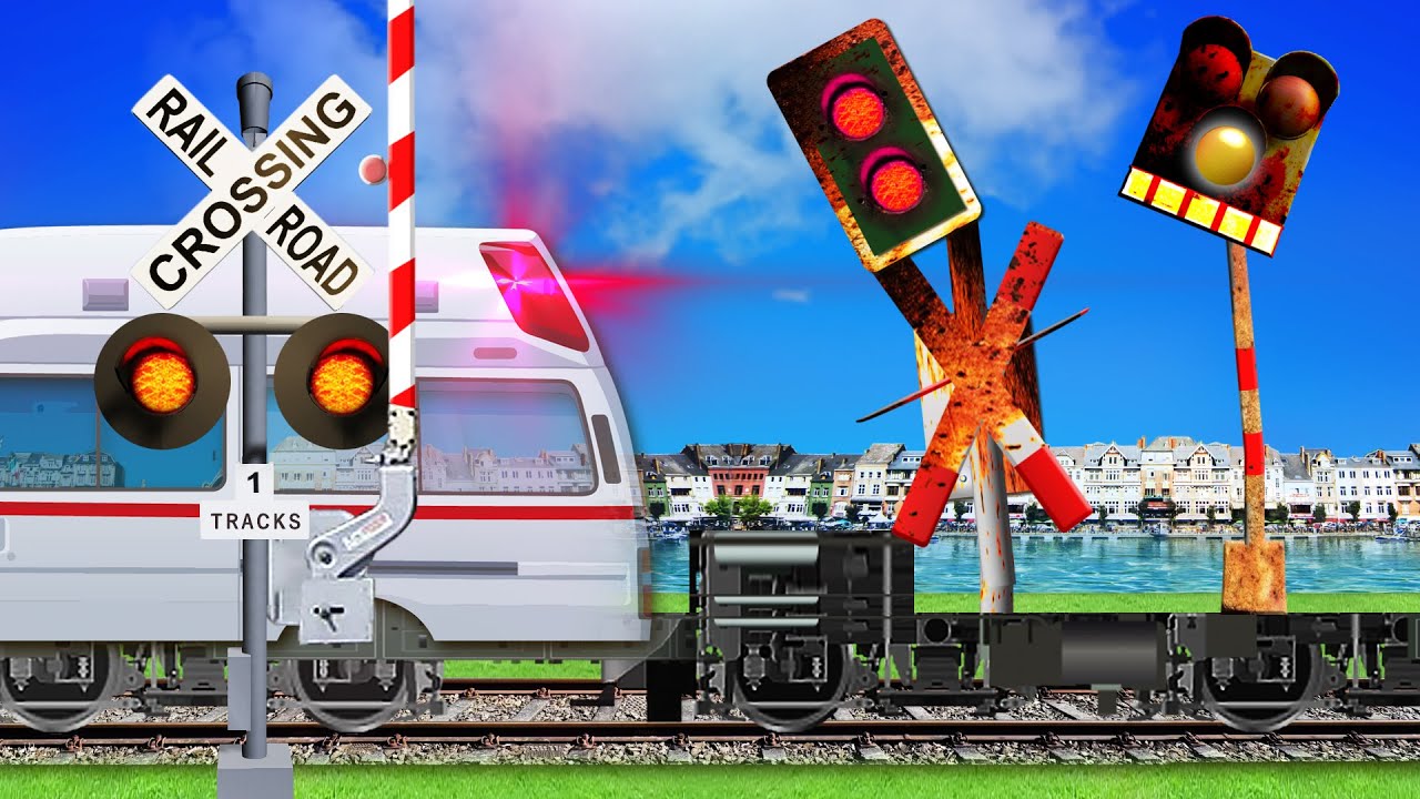 錆びついた世界のふみきり| 4k | Rusted an ambulance to be repaired by railroad crossings