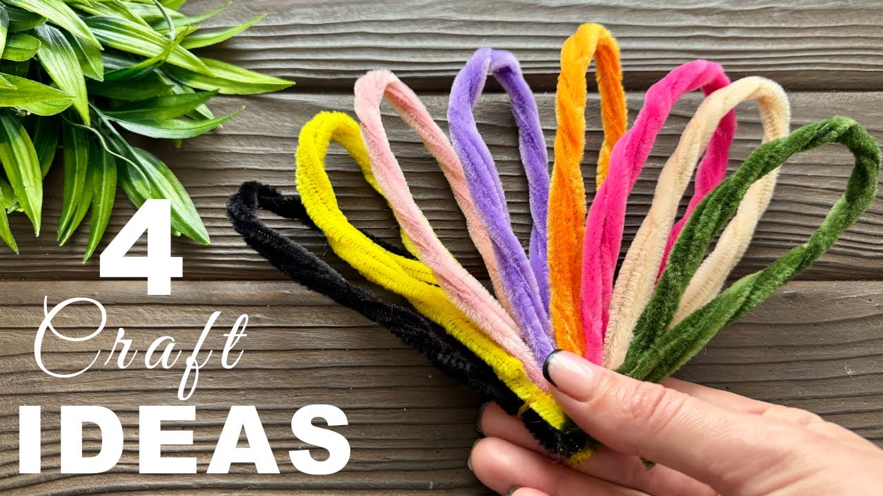 4 IDEAS 💥 Easy Pipe Cleaner Crafts Pipe Cleaner Chenille Decoration Ideas
