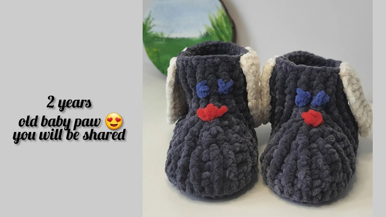 Super‼️You will love it 😍 2 years old baby slippers made of velvet rope are very easy #crochet #diy