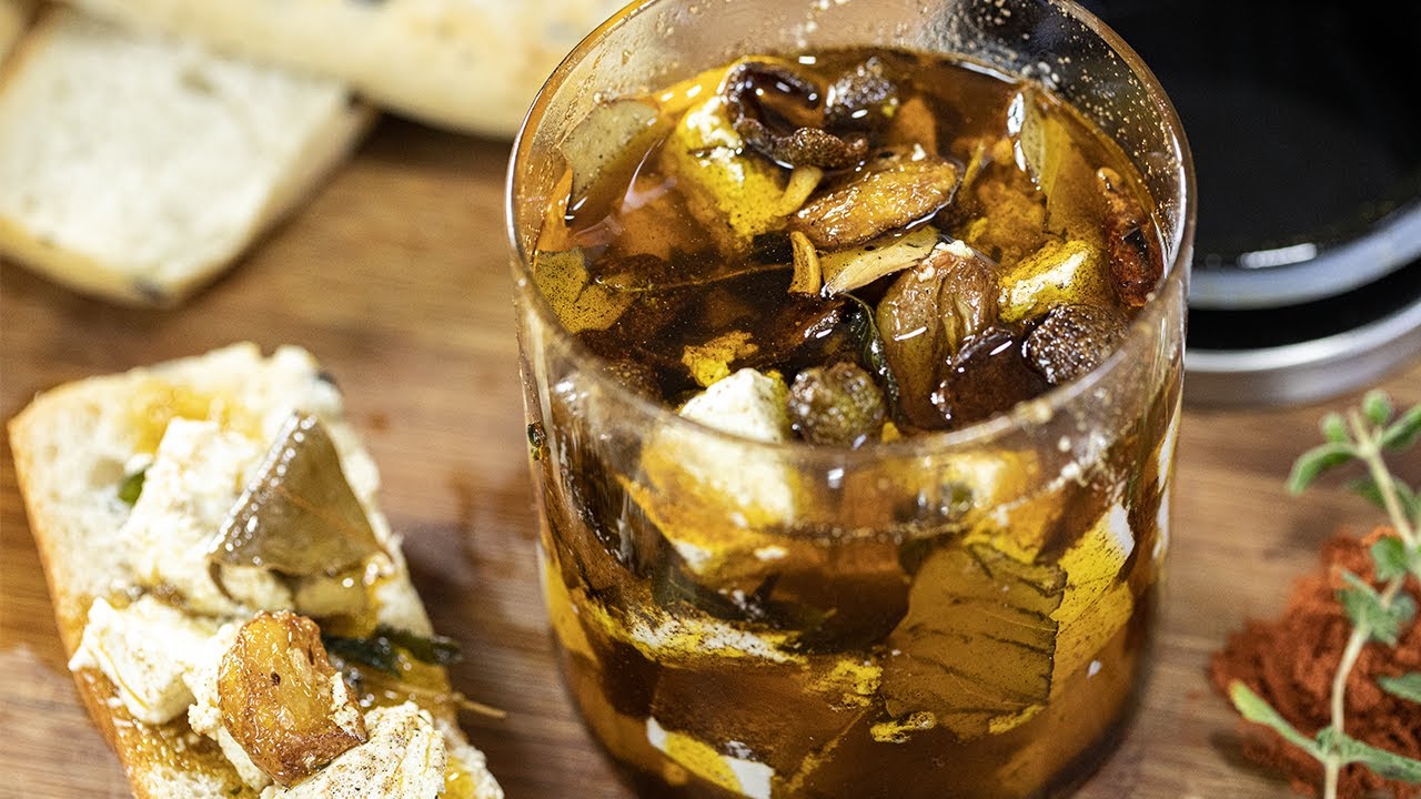 خلطة جبنة الفيتا بزيت الزيتون - Marinated Feta Cheese Recipe