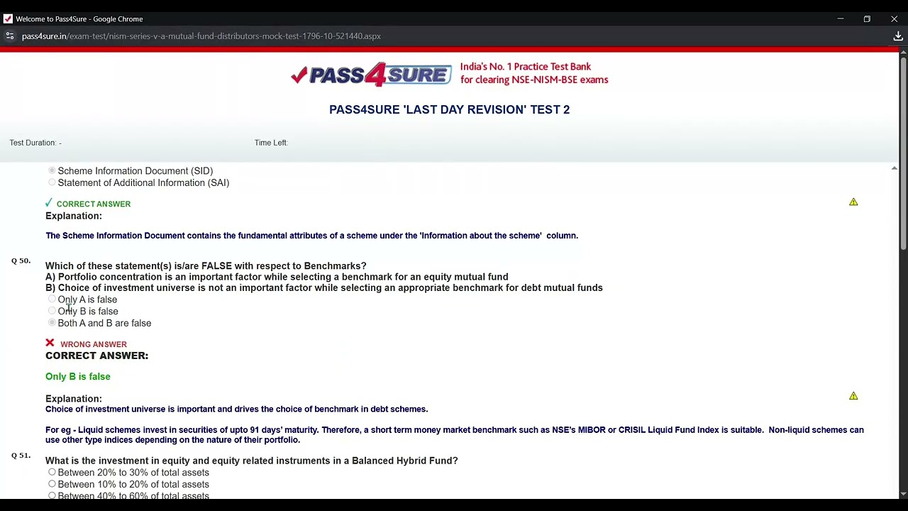 Mock Tests sets For NISM Series V-A (Mutual Fund Distributors Certification)