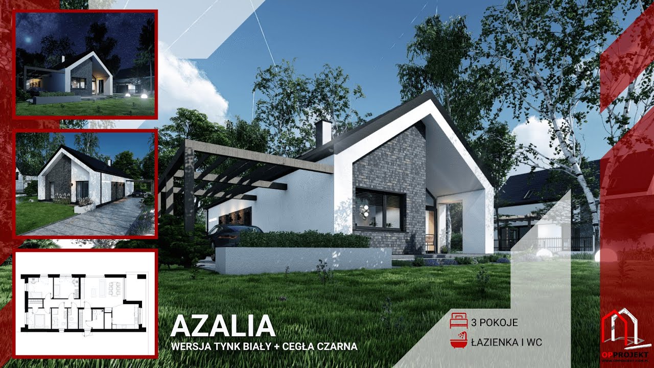 Projekt domu AZALIA 101,64 m² – komfortowy dom jednorodzinny z trzema pokojami OPPROJEKT