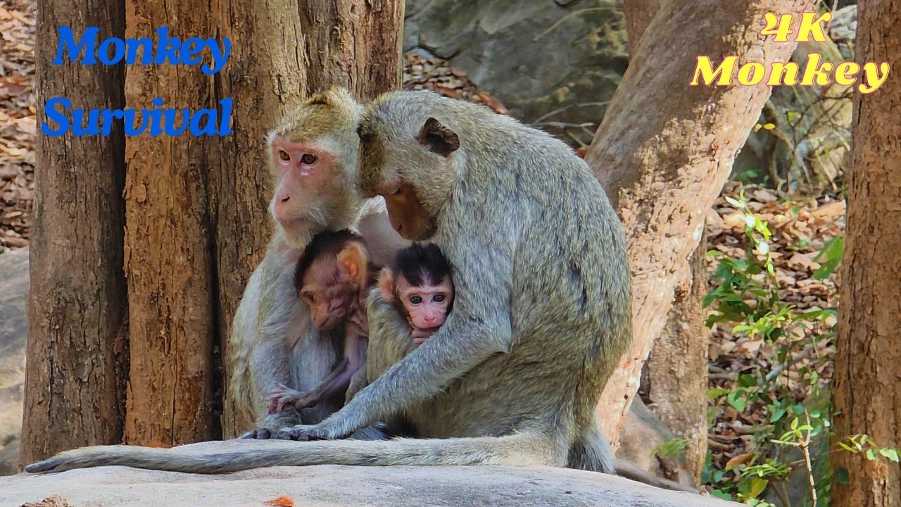 Helping Baby Monkeys Survive Dry Season 🐒💧 | Cute Forest Life in 4K