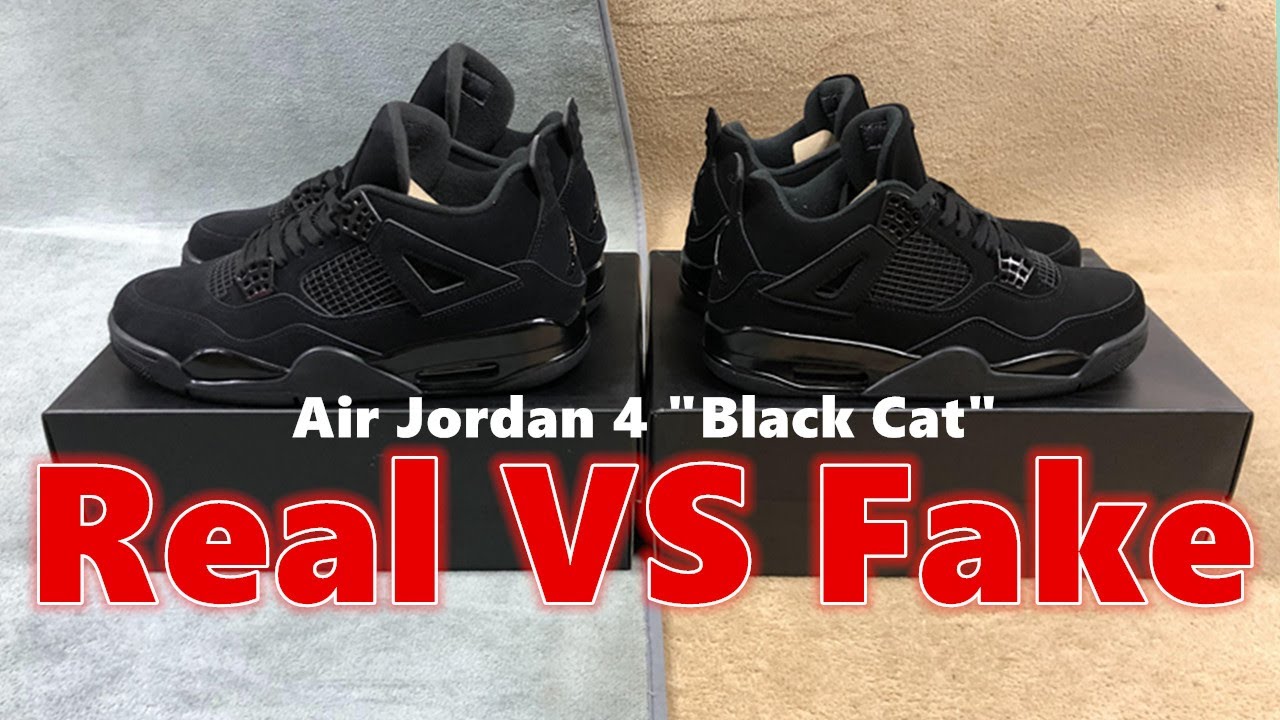 Real vs Fake Air Jordan 4 Black Cat UV Light Test