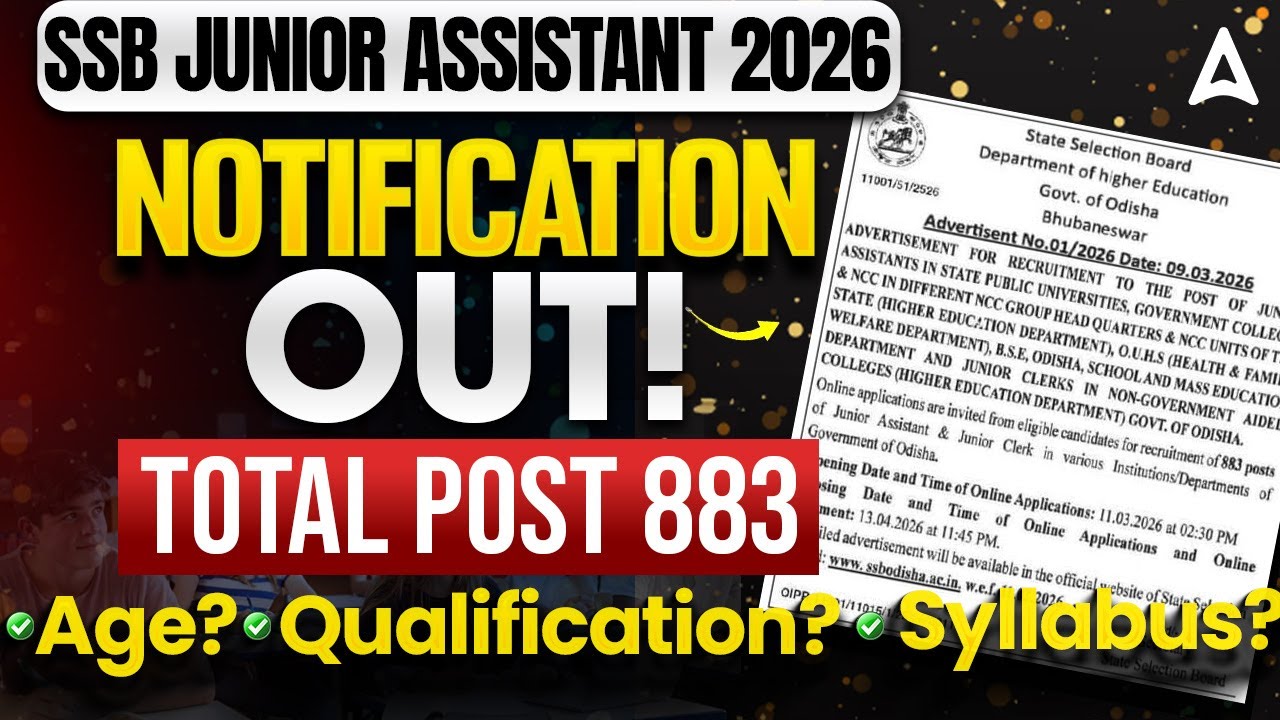 SSB Recruitment 2026 | Total Post 883 | SSB Junior Assistant Notification 2026 | Full Details