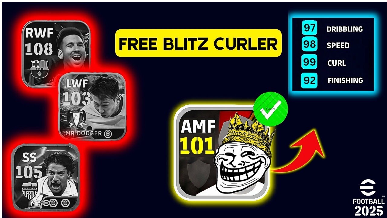 FREE BLITZ CURLER 🎁🤩 | Efootball Hidden Curler King 👑✨ | Efootball 2025 Mobile