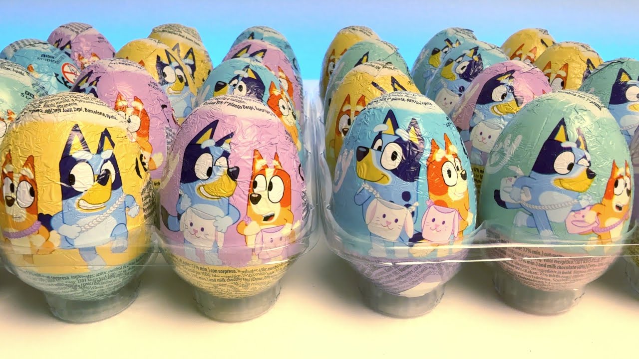 ASMR Unboxing 24 Surprise Chocolate Eggs - Bluey Toys Inside! 🍫🐾No talking