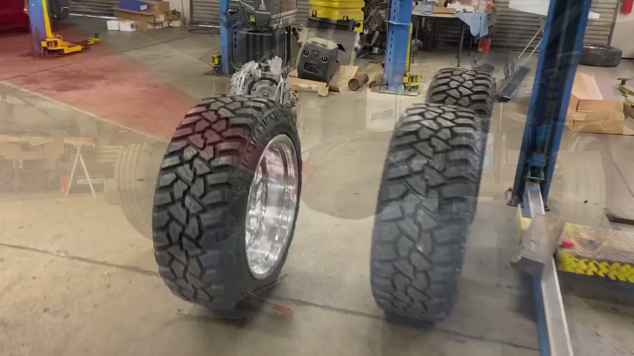 Lifted Ford Excursion gets new Wheels and Tires and more.  JTX forged wheels and custom driveshafts