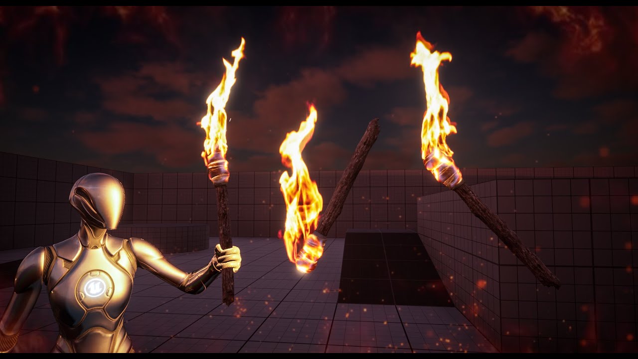 UE 5.5 Fire torch with Niagara and Houdini