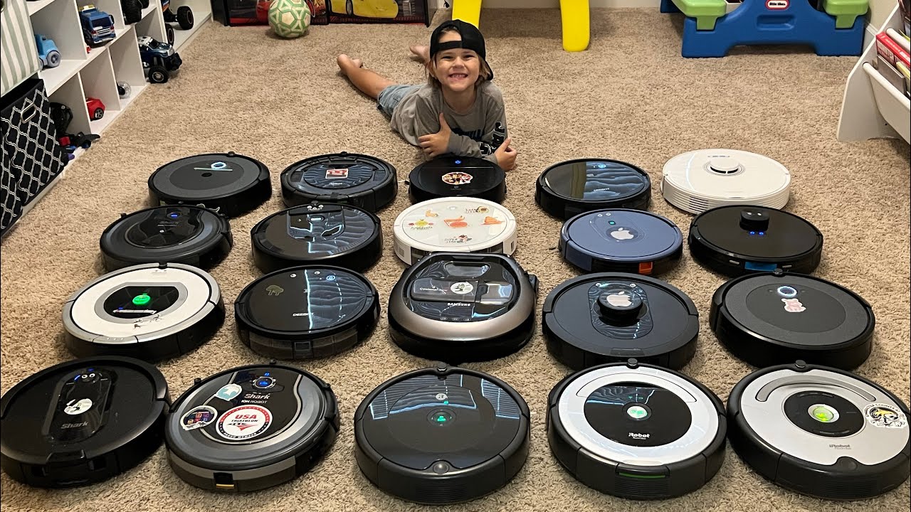 1 HOUR! 20 Robot Vacuums Clean the Playroom!