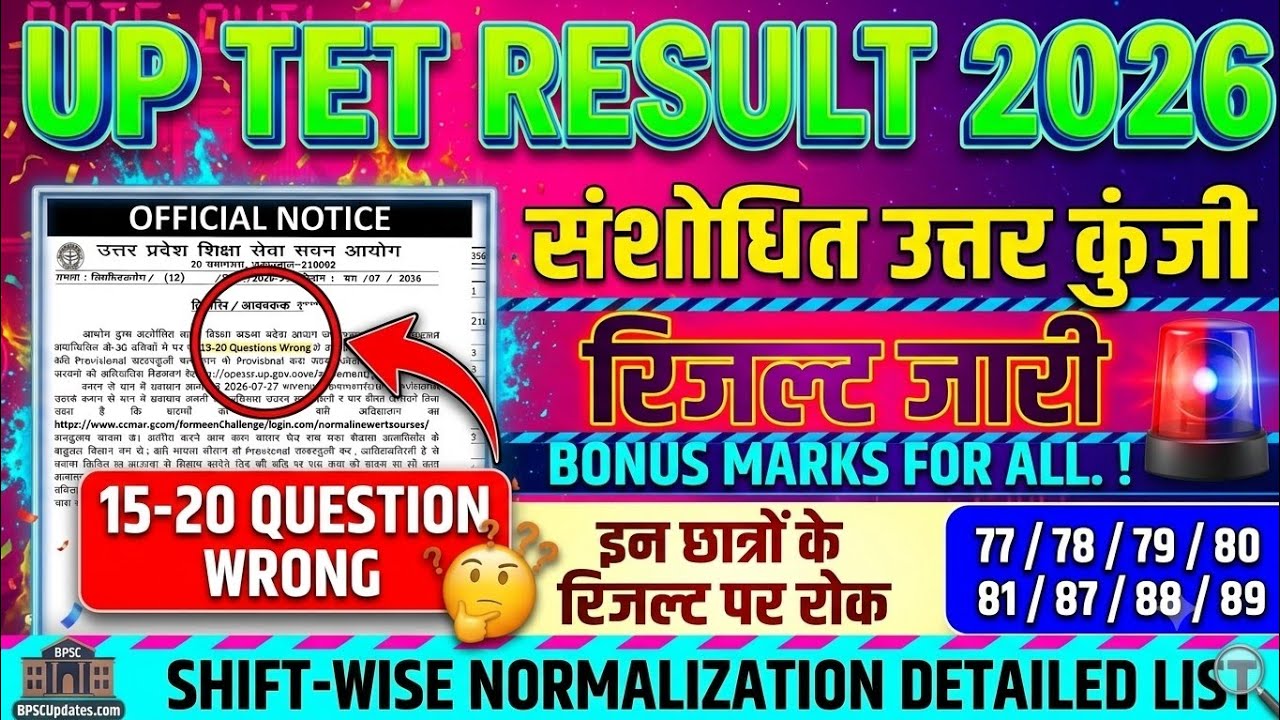 UP TET Result 2026 Date Out! 🎯 | Final Answer Key & Normalization | UP TET Bonus Marks 🚨