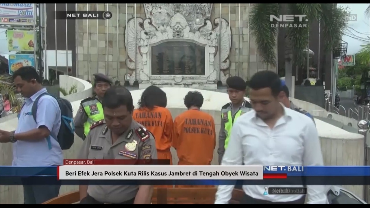 NET. BALI - BERI EFEK JERA POLSEK KUTA RILIS KASUS JAMBRET DI TENGAH OBYEK WISATA