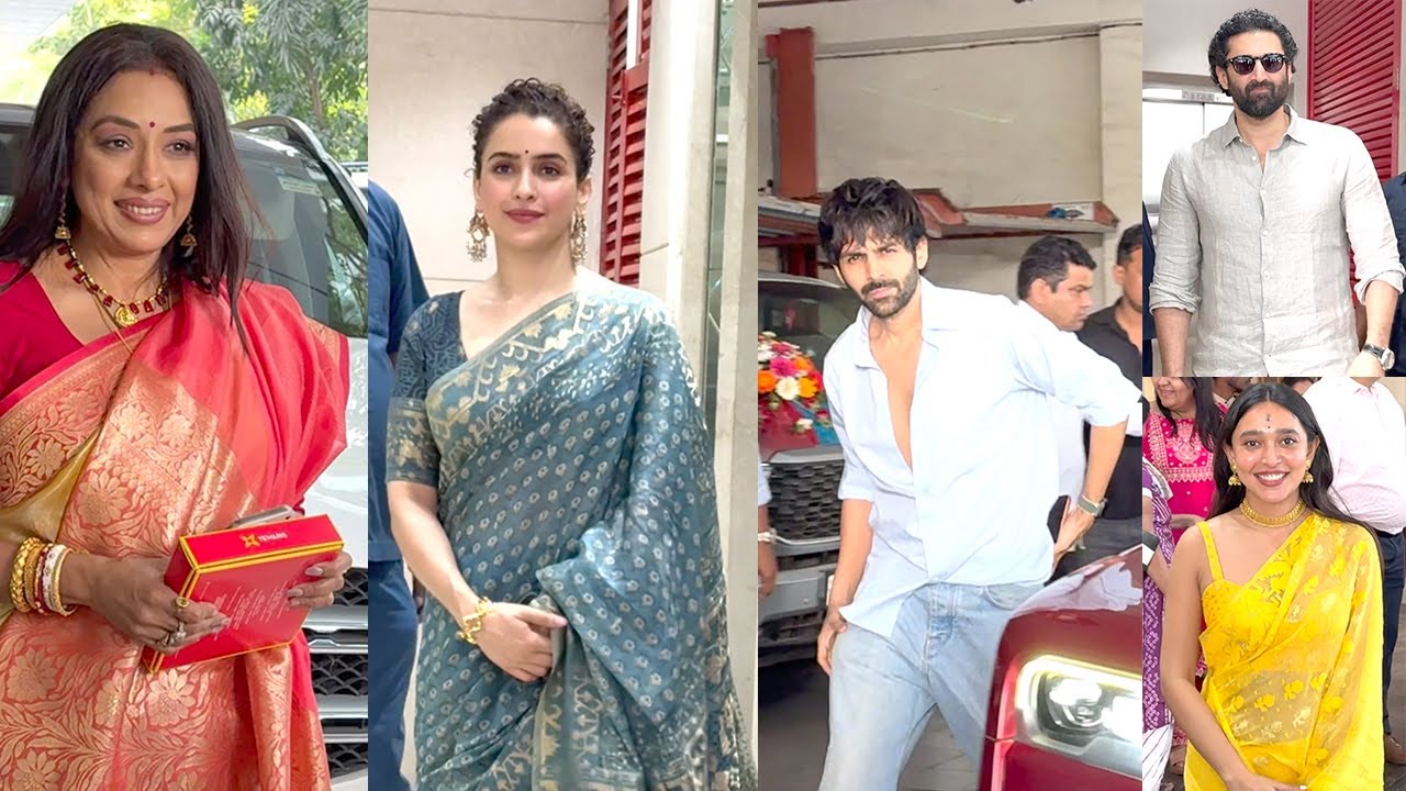 Kartik Aryan, Mahima Chaudhry, Aditya Roy kapoor & Others At Anurag Basu House For Saraswati Pooja