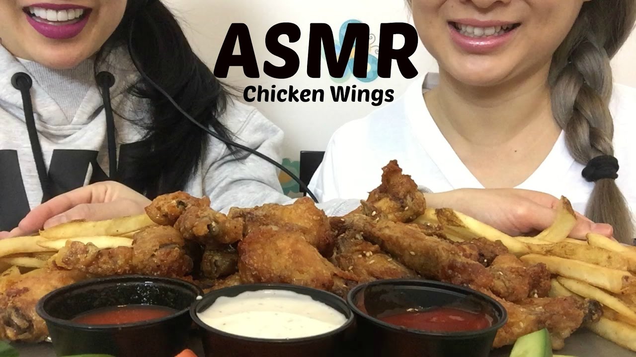 ASMR SWEET THAI CHILI and KOREAN SWEET HONEY BBQ WINGS + FRIES (EATING SOUNDS) | SAS-ASMR