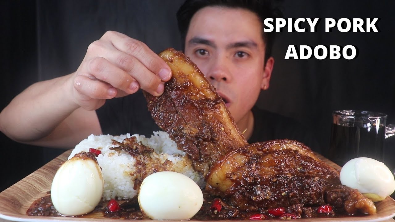 SPICY PORK ADOBO MUKBANG ASMR