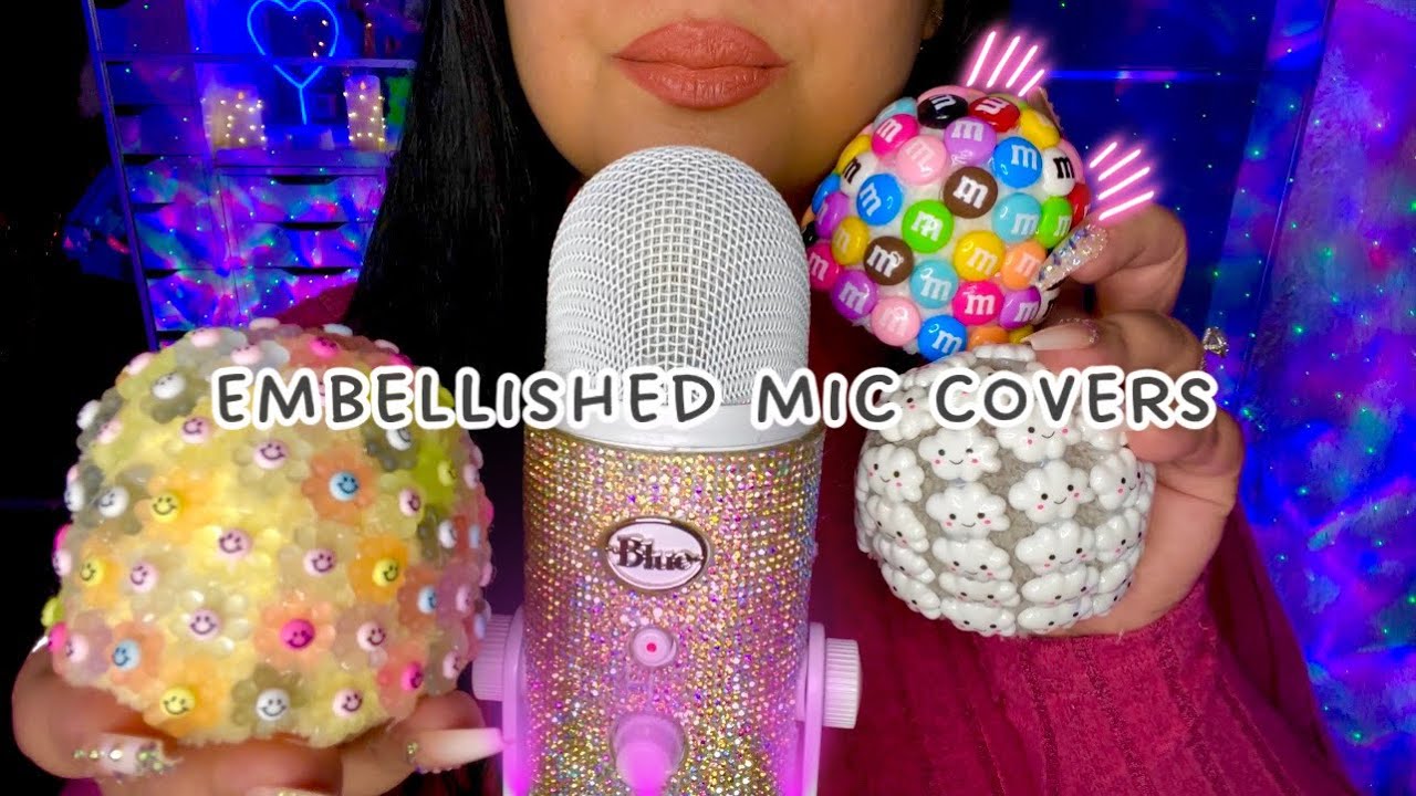 ASMR Scratching On NEW Embellished Mic Covers - SUPER tingly💕