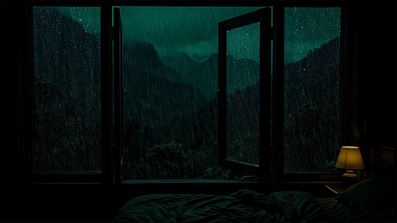 Peaceful Rain in Outside the Window | Warm Bedroom Ambience for Relaxing Sleep