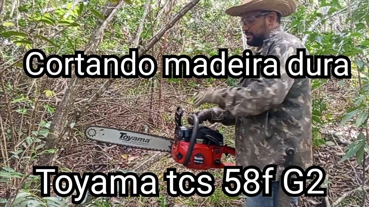 motosserra Toyama tcs 58f G2 cortando sabiazeira