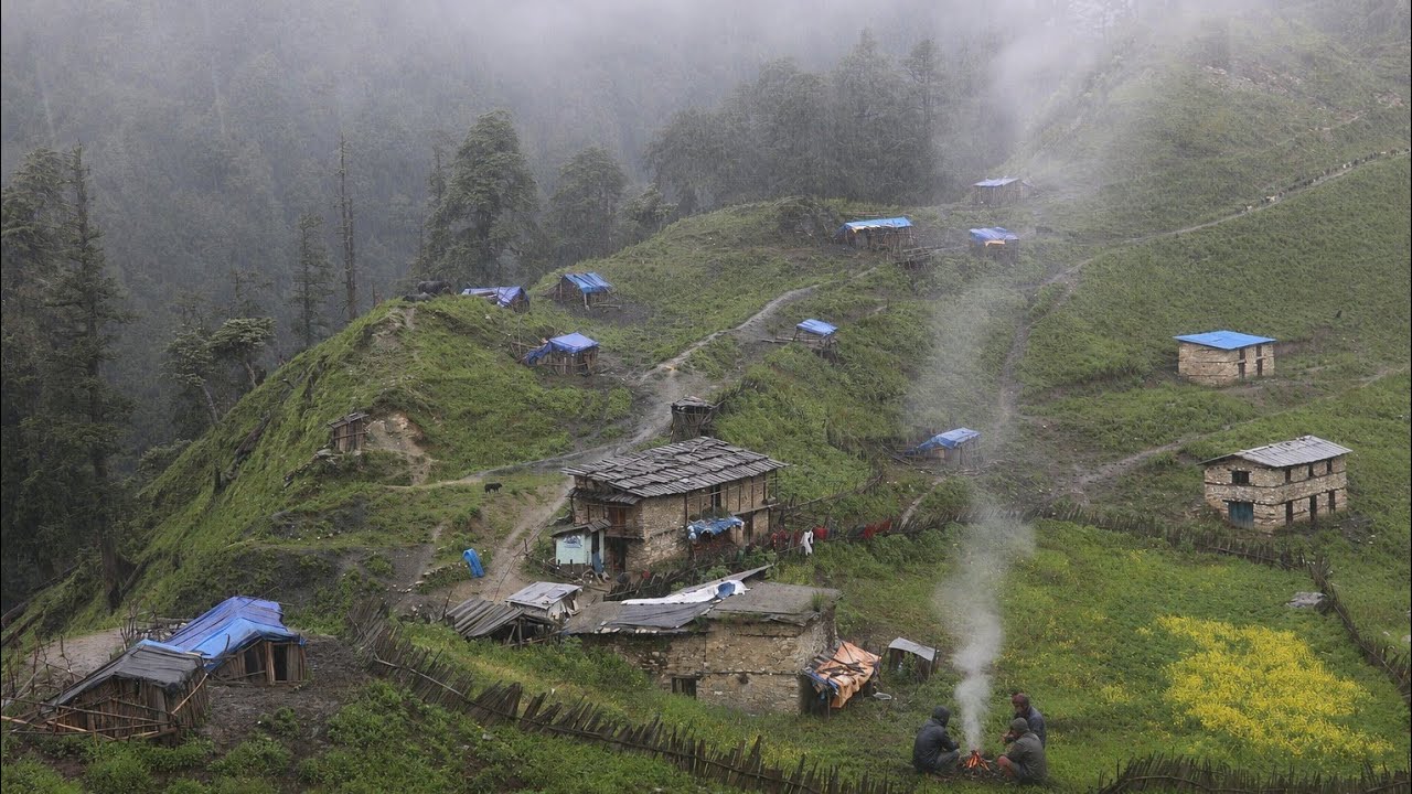 This is Himalayan Nepali Mountain Village Life During the Heavy Rainy Days || Real Documentary Video