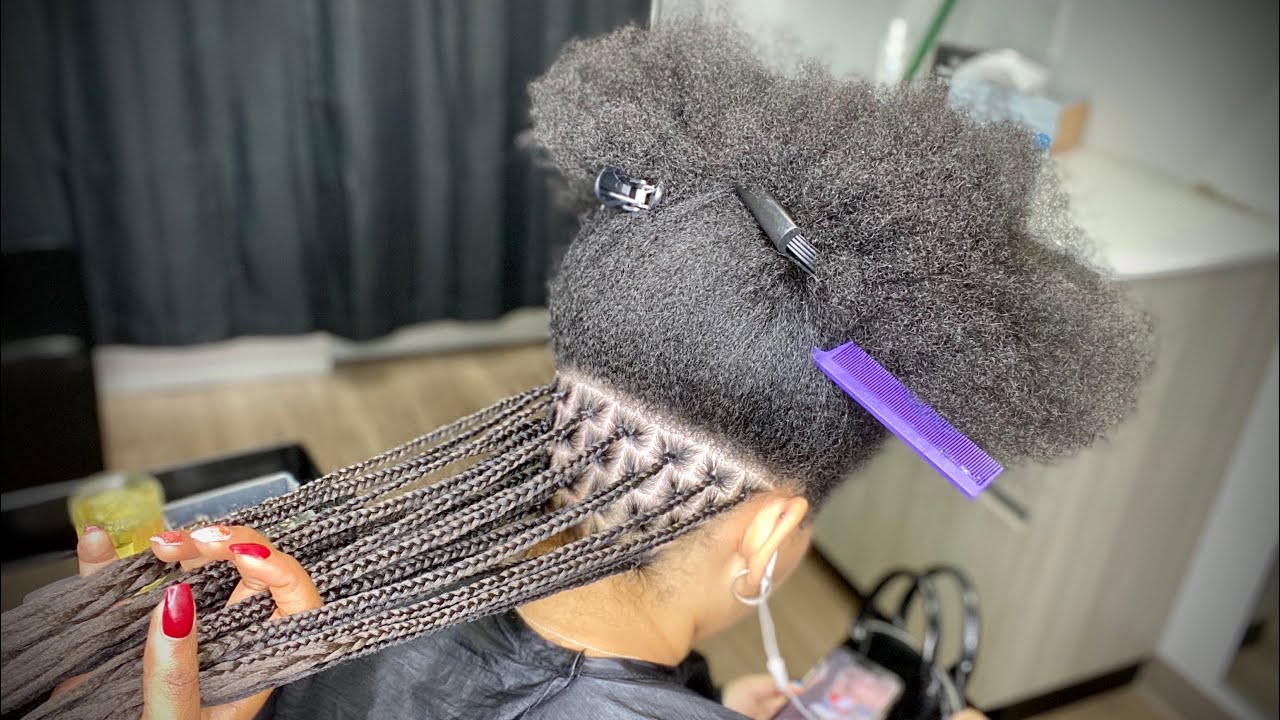 Sleek Knotless Box Braids on Thick Natural Hair