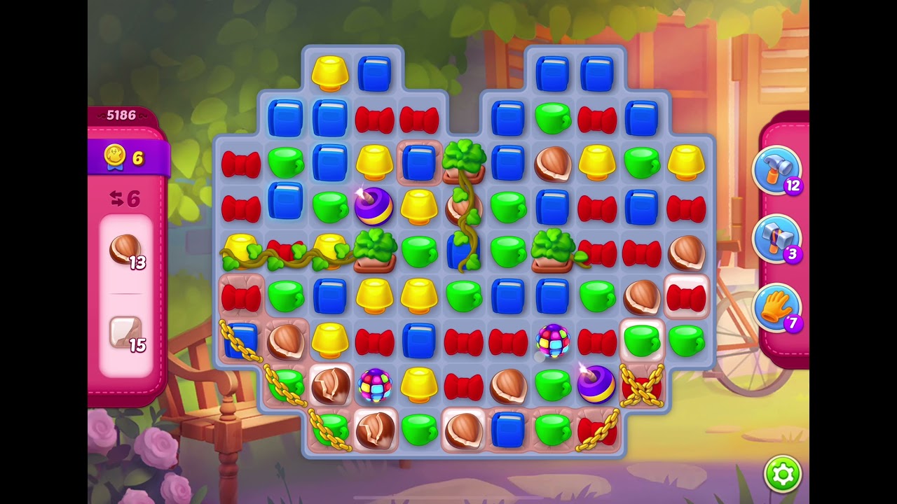 HomeScapes Level 5186 no boosters (20 moves)