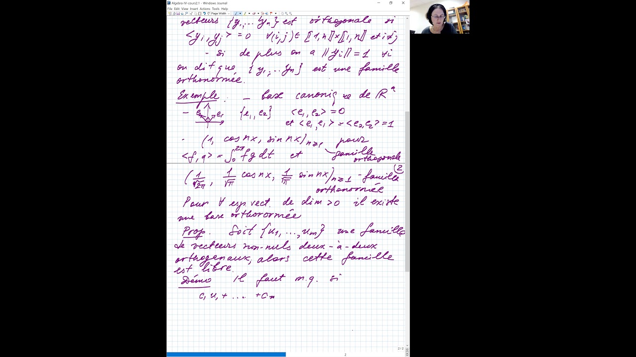 Algèbre IV - 2.1 - Produit scalaire définie l'orthogonalité