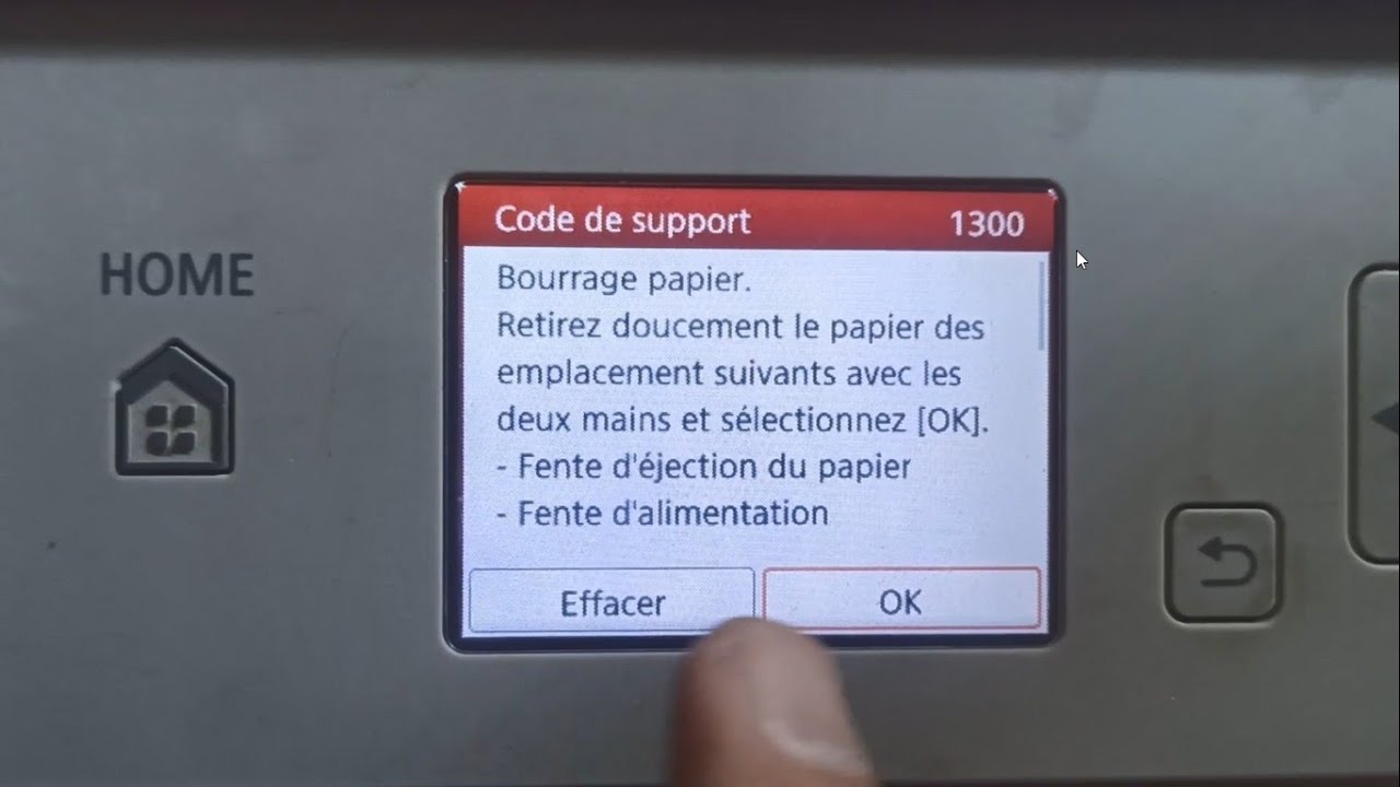 code de support 1300 canon pixma ts5053 bourrage papier إنحشار الورق طابعة كانون