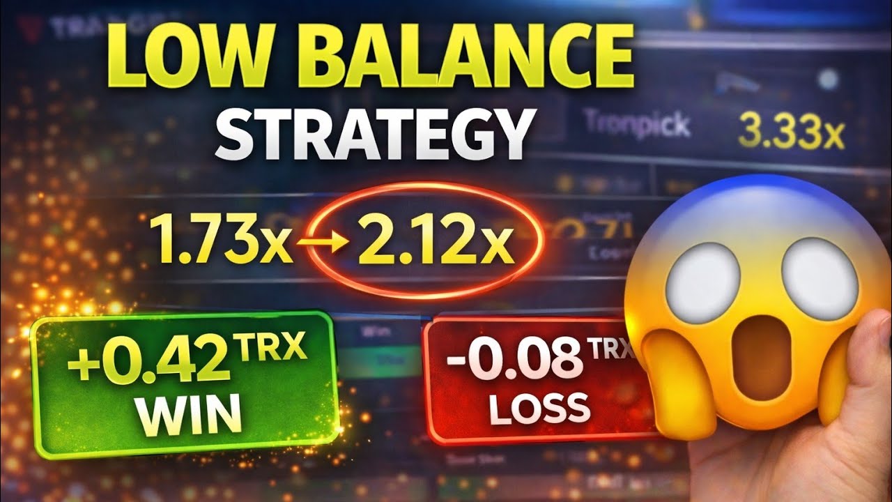 Low Balance TRX Strategy on Tronpick | 1.73x & 2.12x Dice Method to Grow Small Balance