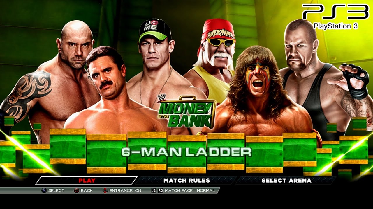 WWE 2K15 PS3 - RickRude,UltimateWarrior,JohnCena,HulkHogan,Batista,Undertaker - Money in The Bank