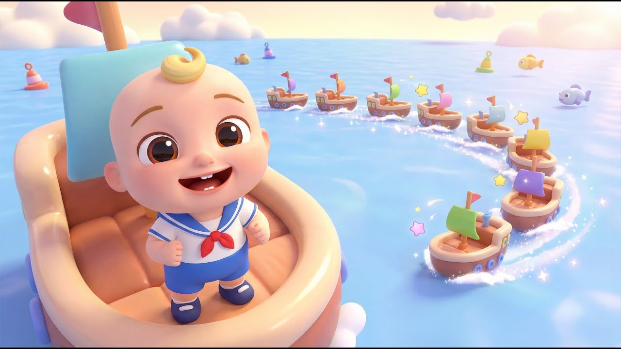 Ten Little Ships Sailing the Sea | Counting & Kids Nursery Rhyme
