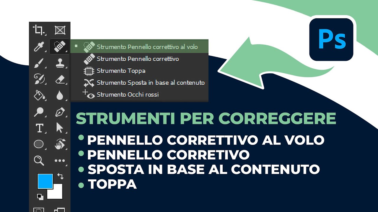 PENNELLO CORRETTIVO al VOLO e strumento TOPPA in PHOTOSHOP: guida agli strumenti di clonazione