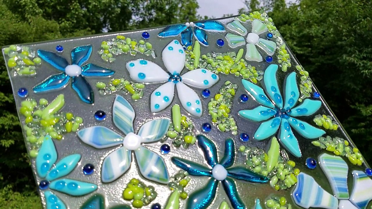 Flower Power Fused Glass Art Panel