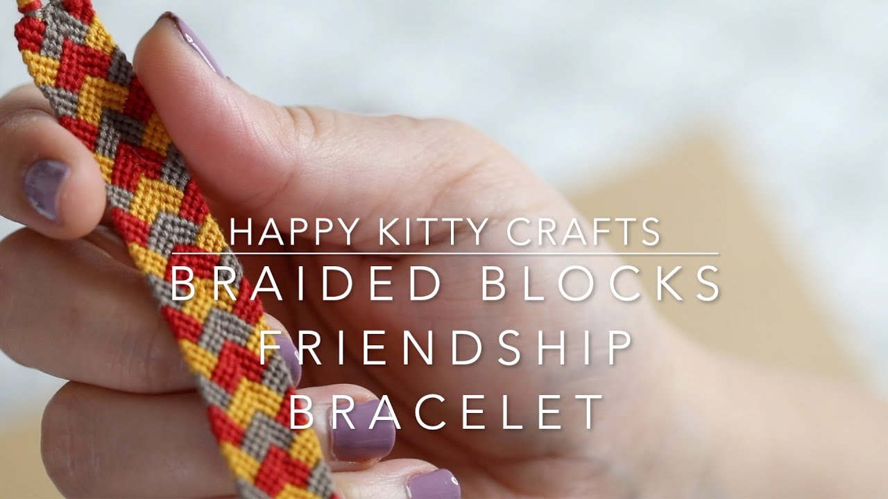 How to Make Braided Blocks Friendship Bracelet Tutorial || HappyKittyCrafts